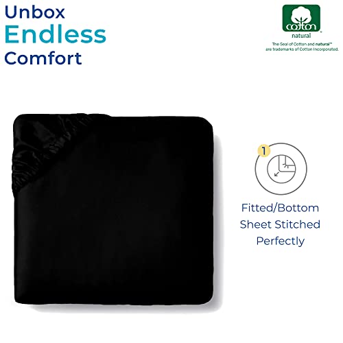 1000 Thread Count 100% Egyptian Cotton Fitted Sheet, Black Queen Fitted Sheet, Long - Staple Combed Pure Natural Cotton Sheet, Soft & Silky Sateen Weave #TOP3