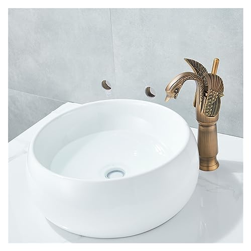 Grifo de lavabo estilo cisne dorado que ahorra espacio con instalación monomando 6