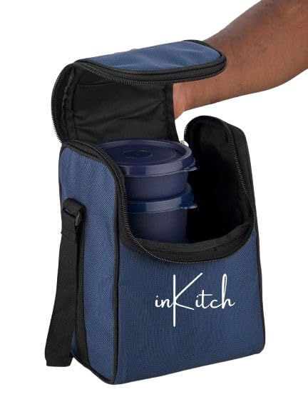 Image of Microwave Safe Lunch Box Set with Bag | 3 Stainless Steel Inner Containers & 1 Steel Bottle | Leakproof Tiffin Box for Office, College, School | Durable, Easy to Carry, Blue