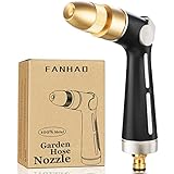 FANHAO Gardena Pistole hochdruckdüse, Robuste Gartenbrause Metall mit 4 Sprühmustern, Daumensteuerung, Ein-Aus-Ventil für Gartenbewässerung, Auto- und Haustierwäsche
