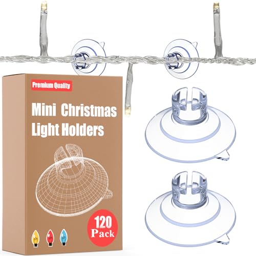 Paquete de 120 mini ventosas para luces de hadas, 30 mm, pequeñas ventosas transparentes para luz de Navidad, soportes de ganchos de cadena de luz, organizador de luces de cuerda, clips de ventosa