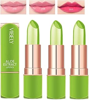Magic Temperature Colour Changing Lip Balm Set, Dulele Organic Aloe Vera Moisturizing Long Lasting Jelly Crystal Lipsticks(3 Packs)