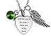 God has you in his arms with Angel Wing Charm Cremation Jewelry Keepsake Memorial Urn Necklace with Birthstone crystal by AMIST (August1)
