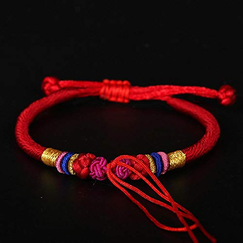 Corde tibétaine d'origine artisanale : Bracelet en fil tissé et perle noble