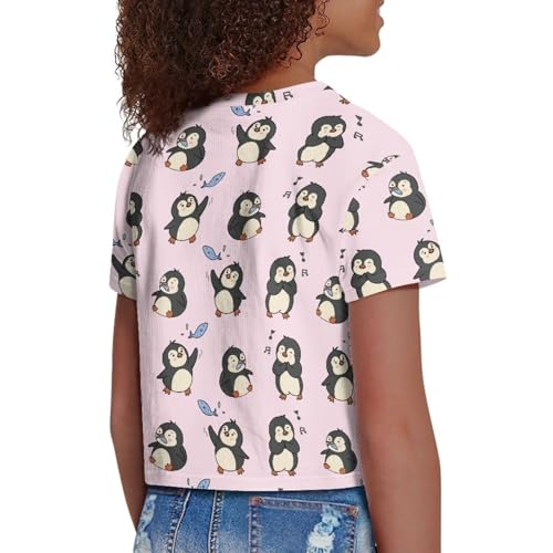 Image of Girls Crop Tees Crew Neck Casual Short Sleeve T Shirts Kids Loose Soft Comfortable Tees Blouses Shirt for Little Girl