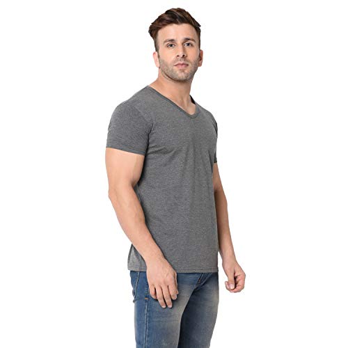 Image of Men's Cotton Blend Half Sleeve V Neck Tshirt