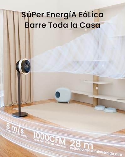 Miniatura 2 de Airmate Ventilador De Pie Silencioso Con Luz, Ventiladores De Pie Hurricane, Ventilador Oscilante 120 90 60 Pantalla Led 16 Velocidades 12h Timer Control Remoto Dormitorio Hogar Oficina 30db, 120cm