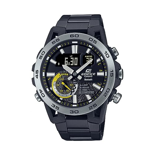 Casio Montre Quartz Homme 52.00mm avec Cadran Noir analogique et Bracelet en Plastic/Resin Bracelet Noir ECB-40DC-1AEF