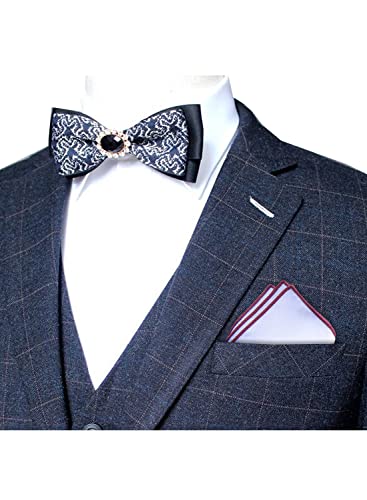 Image of 3-Pk Mens Cotton White Pocket Square with Color Border(10 Colors)