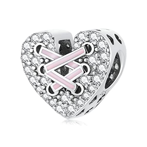 Abalorio de corazón de plata de ley regalo romántico con circonitas para mujer