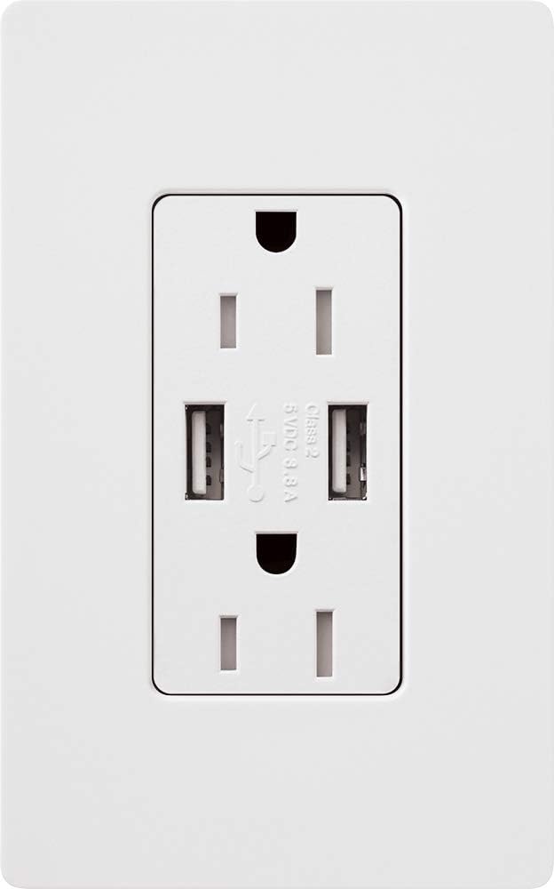 Lutron CAR-15-UBTR-WH USB Receptacle, White : Everything Else