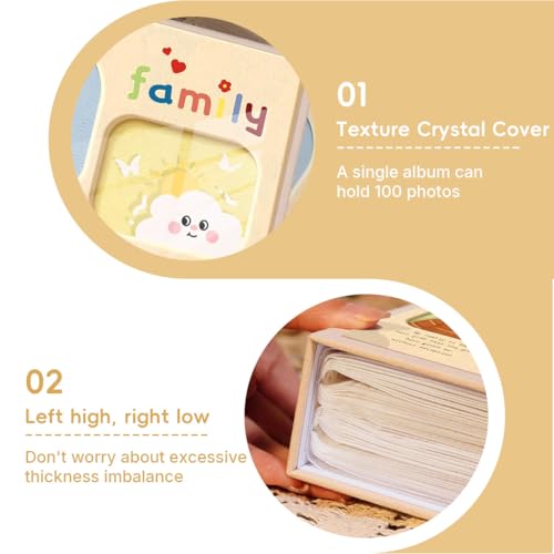 Image of HASTHIP Photo Album 4x6 with Tempered Glass Album Pockets Linen Cover with Front Window for Family Baby Travel Keepsake, Album for Photos Collection
