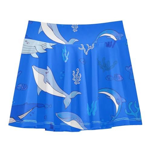 Toddler Tennis Skirts Cute Whales Blue Athletic Shorts for Girls Skorts Cheer Butterfly 4t