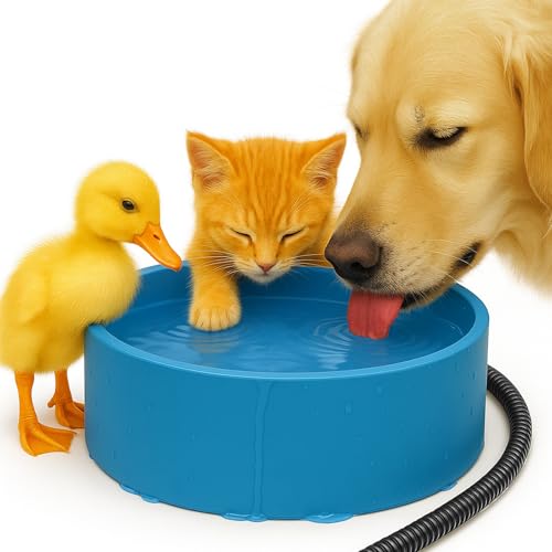 Heated Water Bowl for Dog Cat Outdoor Warming Animals Bowl with Chew Resistant Power Cord Waterproof Heat Pet Bowl Smart Uniform Heating in Winter Antifreeze for Chicken Duck 108 fl oz
