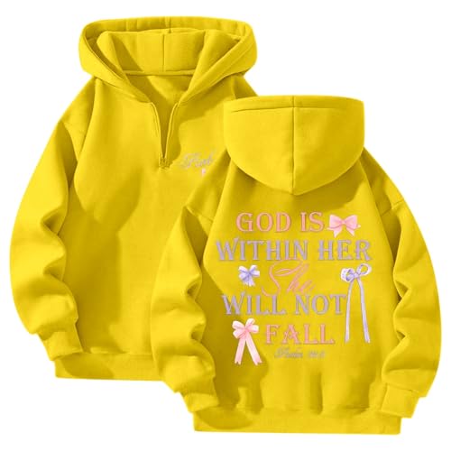 Generisch 2025 Sudadera con capucha casual con cremallera y estampado de lazo para mujer invierno, amarillo, 3XL