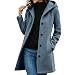 Damen Wintermantel mit Kapuze Mantel Lang A‑Linie Winterjacke Knopfmantel