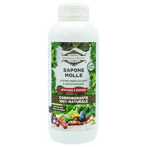 GIARDINI D'ITALIA- Sapone Molle Potassico per Piante Contro Cocciniglia Afidi e Altri Insetti dal Corpo Morbido, Corroborante Ideale per Lavare Melata e Fumaggini, Ammesso in Agricoltura Biologica, 1l