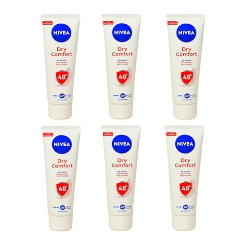 NIVEA Dry Comfort Deo Creme im 6er Pack (6 x 75 ml), Antitranspirant für jede Alltagssituation, Deodorant mit 48h Schutz