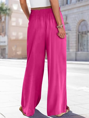 KISSMODA Women Casual High Waist Wide Leg Pants 2025 Palazzo Pants Pocket Lounge Vacation Beach Trousers Pink L by KISSMODA - Used condition - Image 10