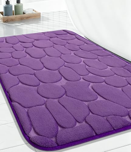 YIHOUSE Memory Foam Bath Mat Cobblestone Bathroom Rugs Super Water Absorbent Bath Mats for Bathroom Machine Washable Bath Rugs(17 x 24,Eggplant) - image 9