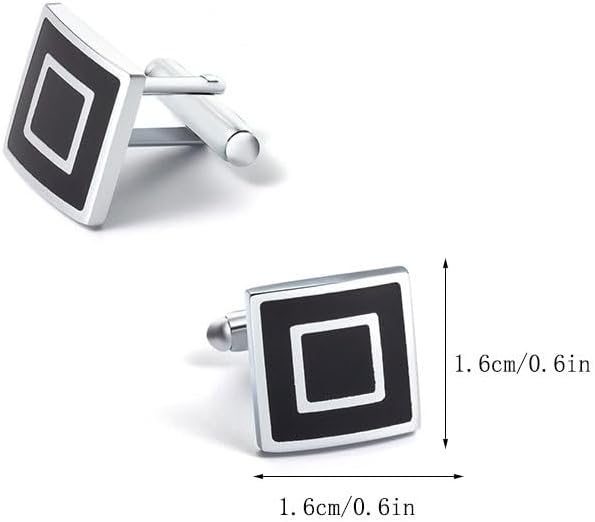 Electroplated Silver Square Enamel Metal Cufflinks VintageCuff Nails