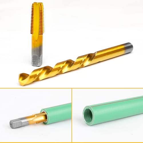 Image of 1 /4-18 NPT Pipe Tap and 7 /16 inch Drill Set,M2 HSS Hand Threading Plumbing Tap Set for Plumbers Mechanics DIY Thread Cutting Tools