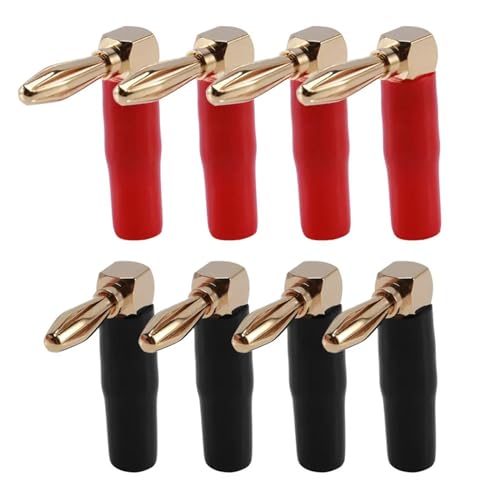 Conectores tipo banana de 4mm para cable de altavoz con ángulo recto de 24K 2