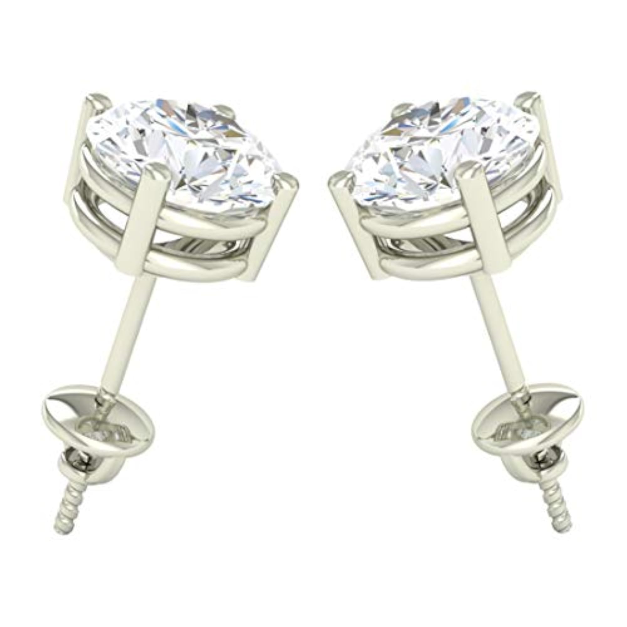 925 Sterling Silver Swiss Zirconia 6.5 mm Stud Earrings