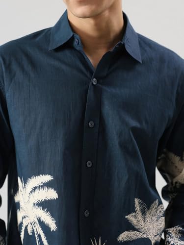 Image of Pinkmint Men Printed Cambric Cotton Shirt |Stylish Designer| Lightweight Summer Wear| Regular Fit Shirt for Men (Available in Plus Size)