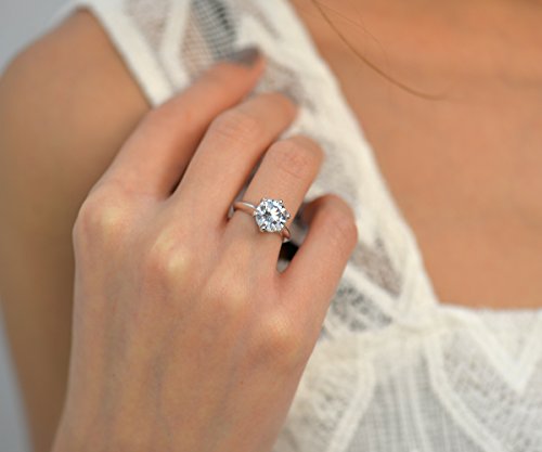 Espere 3 Ct Cz Solitaire Engagement Ring Sterling Silver White Gold Plated Size 6 #TOP1