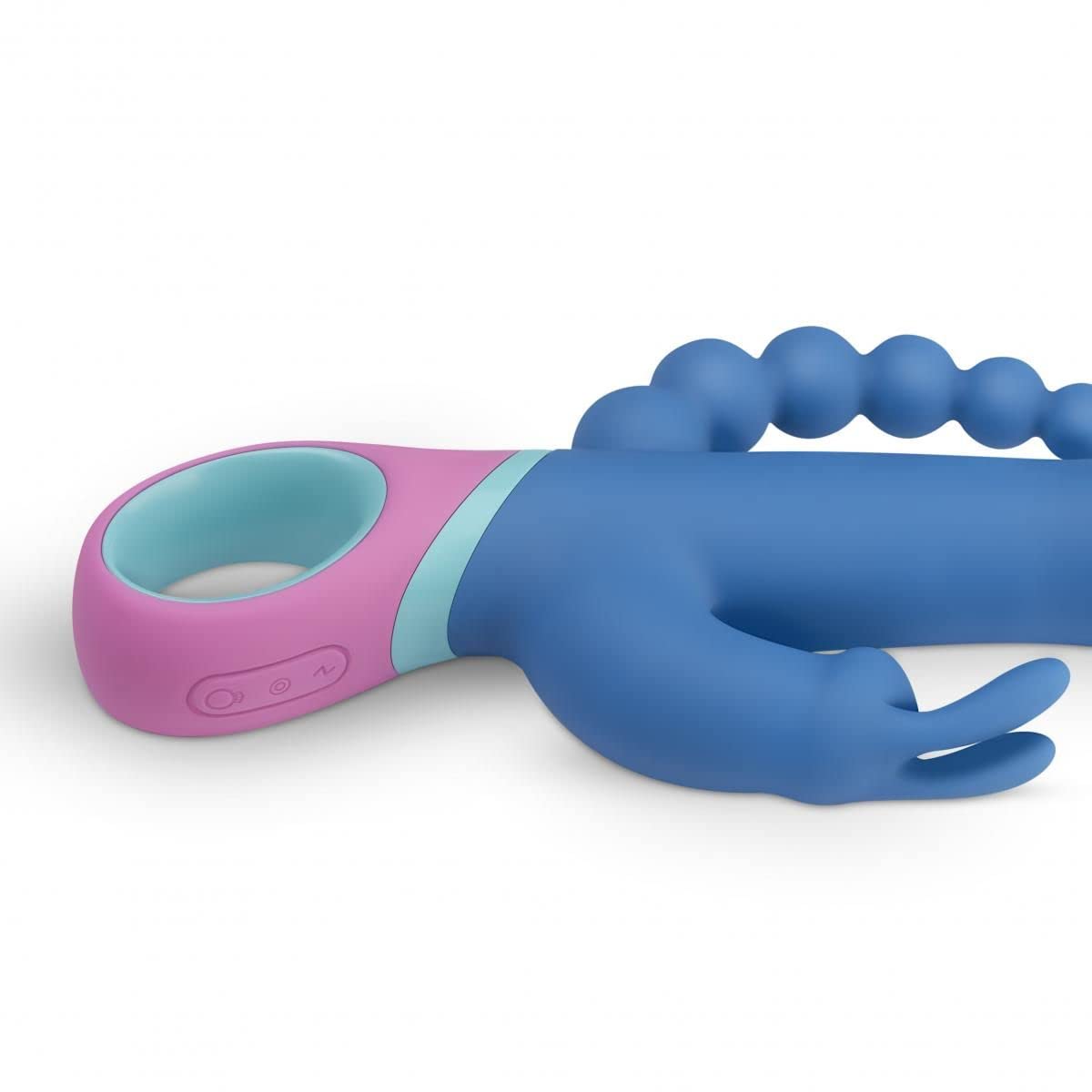 Doble Vibrator Vice – Estimulación Anal, Vaginal y Clítoris – Vibrador Conejo para Mujer con Bolas Anales – Azul/Rosado
