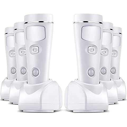 Enhon 4 in 1 LED Rechargeable Plug in Flashlights, 6 Pack LED Emergency Lights for Home Power Failure Emergency, Plug in Power Outage Light, Power Failure Light with Motion Detection (White) Cover