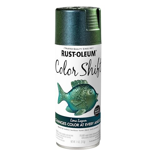 Image of Rust-Oleum Color Shift Lime Lagoon Spray Paint | Color Changing Finish, Iridescent Effect, Crafts, Decor & Accessories, Multi-Angle Appearance, 11 Oz