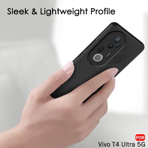 Image of TheGiftKart Back Cover Case for Vivo T4 Ultra 5G | Slim & Lightweight | Ultra-Premium Design | Camera Protection Bump | Fabric Texture Case Cover (PC & TPU, Black)