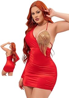 فستان سهرة أحمر قصير، مزين بشراشيب ذهبية، تصميم ضيق، مقاس كبير