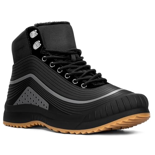 ulogu Snow Boots men Waterproof Insulated Black Duck Boots Fur Lined Warm Ankle Booties Lightweight Comfortable Winter Walking Shoes Zapatos Botas Invierno Para hombres