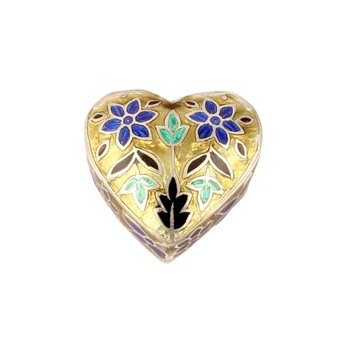Heart Shape Meenakari Floral Trinket Box Container Handmade Unique Artisan 925 Sterling Silver Sindoor Box Valentine's Gift