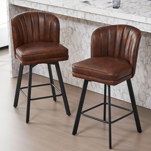 SAECKBERG Swivel Counter Height Bar Stools Set Of 2
