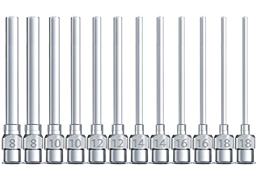 Dispensing Needle 1.97Inch Stainless Steel Blunt Tip Needle Set Luer Lock Luer Slip Adapter Tips 8Ga, 10Ga, 12Ga, 14Ga, 16Ga, 18Ga-12Pcs #TOP22