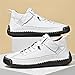 MAIBUSILE Womens Casual Shoes Ankle Chukka Boots Slip On Breathable Loafers Handmade Fashion Sneakers Mid top Walking Driving Flats Shoes White