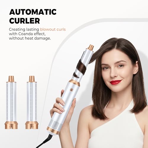 Image of 5 in 1 Blow Dryer Brush, Upgrade Hair Dryer Brush Set Negative Ion Air Styler Curling Wrap Air Curler, Hot Air Brush Curling Iron Hair Styling Tools As A Gift for Straight /Curl /Dry /Smooth