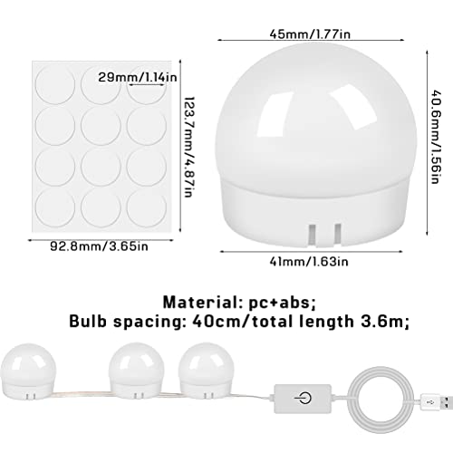 FOCCTS Vanity Lights for Mirror, Mirror Lights 10 Bulbs Hollywood Makeup Mirror Light with USB Power Cord Cable Design Dressing Table Light