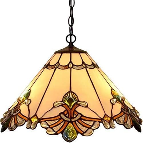 Image of Mission Lamp Shade Replacement Green Red White Tiffany Stained Glass Lampshade Only with Cap Fit for Table Lamp Floor Lamp Reading Desk Lamp Ceiling Pendant Light Chandelier,White,17