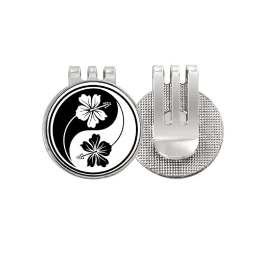 Marqueur de balle de golf no/no Culture avec clip de chapeau aimanté émail Yin-Yang Fleur