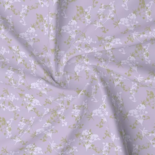 Image of Layers 100% Cotton Bedsheet for Double Size Bed | Lumina Floret Collection | 144 TC Soft & Breathable | Floral Print with 2 Pillow Covers | Wrinkle Free & Colorfast | 3 Piece Bedding Set - Purple