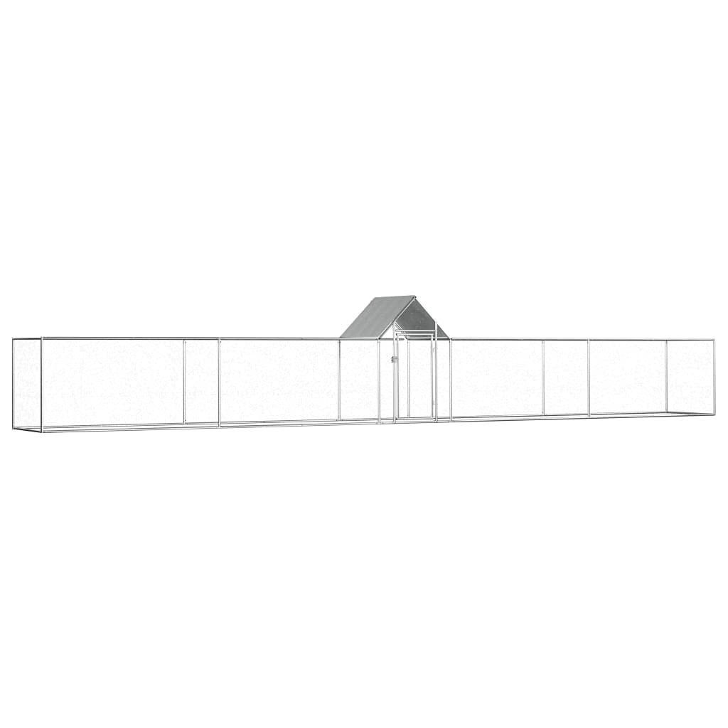 Outdoorowa klatka dla kur, kurnik z wodoodpornym dachem, domek dla kur, wybieg, woliera, kurnik dla małych zwierząt, 9 x 1 x 1,5 m, stal ocynkowana