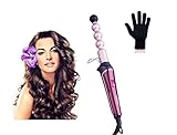 Hair Curling Iron Wand,Hair Waver Wand 25mm Bead Bubble Hair Curler with LCD Temperature Display Curl Collection Bubble Curling Wand with Ceramic Technology (Hair Combs)