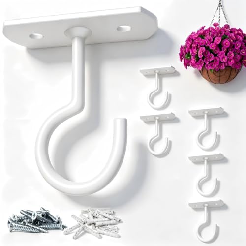 ASZUNE 6Pack 2.5in Ceiling Hooks Bulk for Hanging Plants White