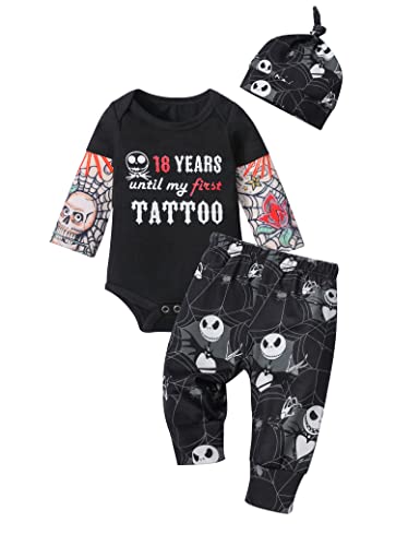 Image of Baby Boy Clothes Tattoo Sleeve Funny Romper Bodysuit+Pants 3PCS Infant Outfits Set