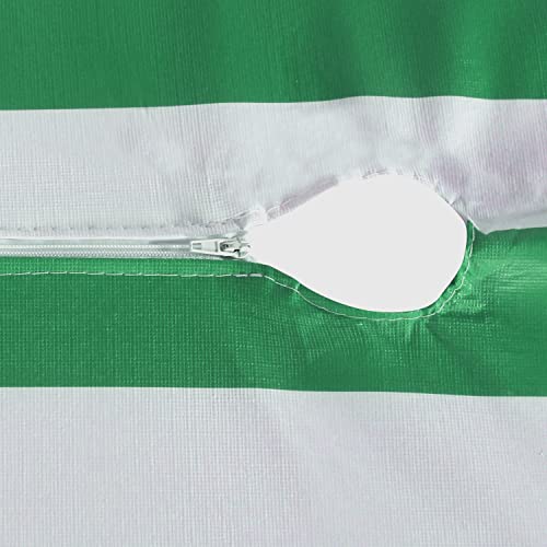 Lushvida Outdoor Pvc Stripe Tablecloth With Umbrella Hole And Zipper, Round Table Cover For Spring Summer Patio Garden Tabletop Decor, Green/White, 60 Inch #TOP5
